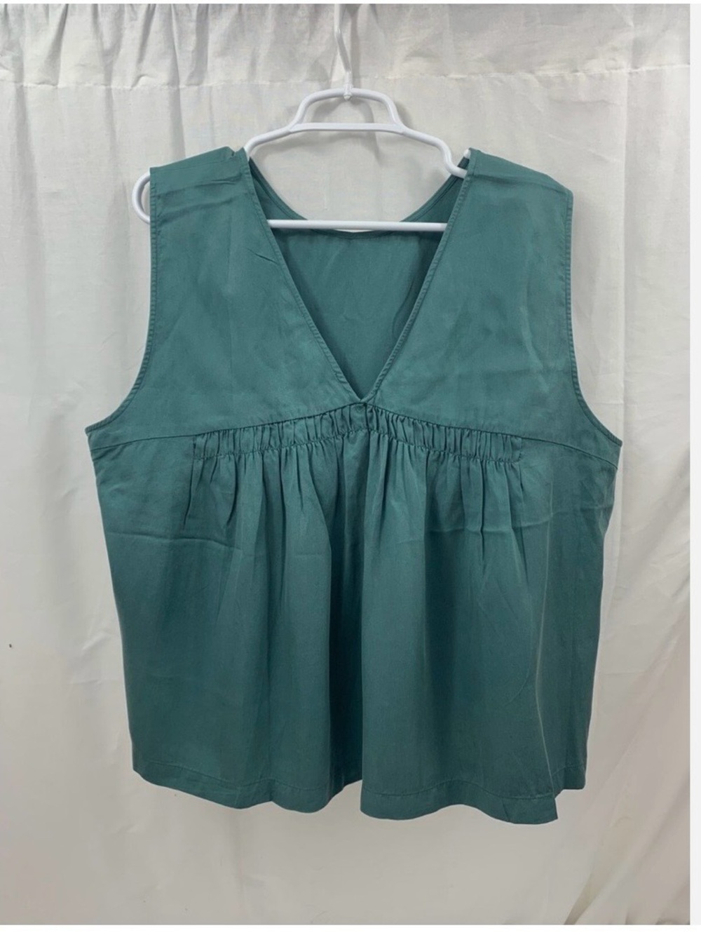 LOFT Teal V-Neck Gathered Peplum Tank